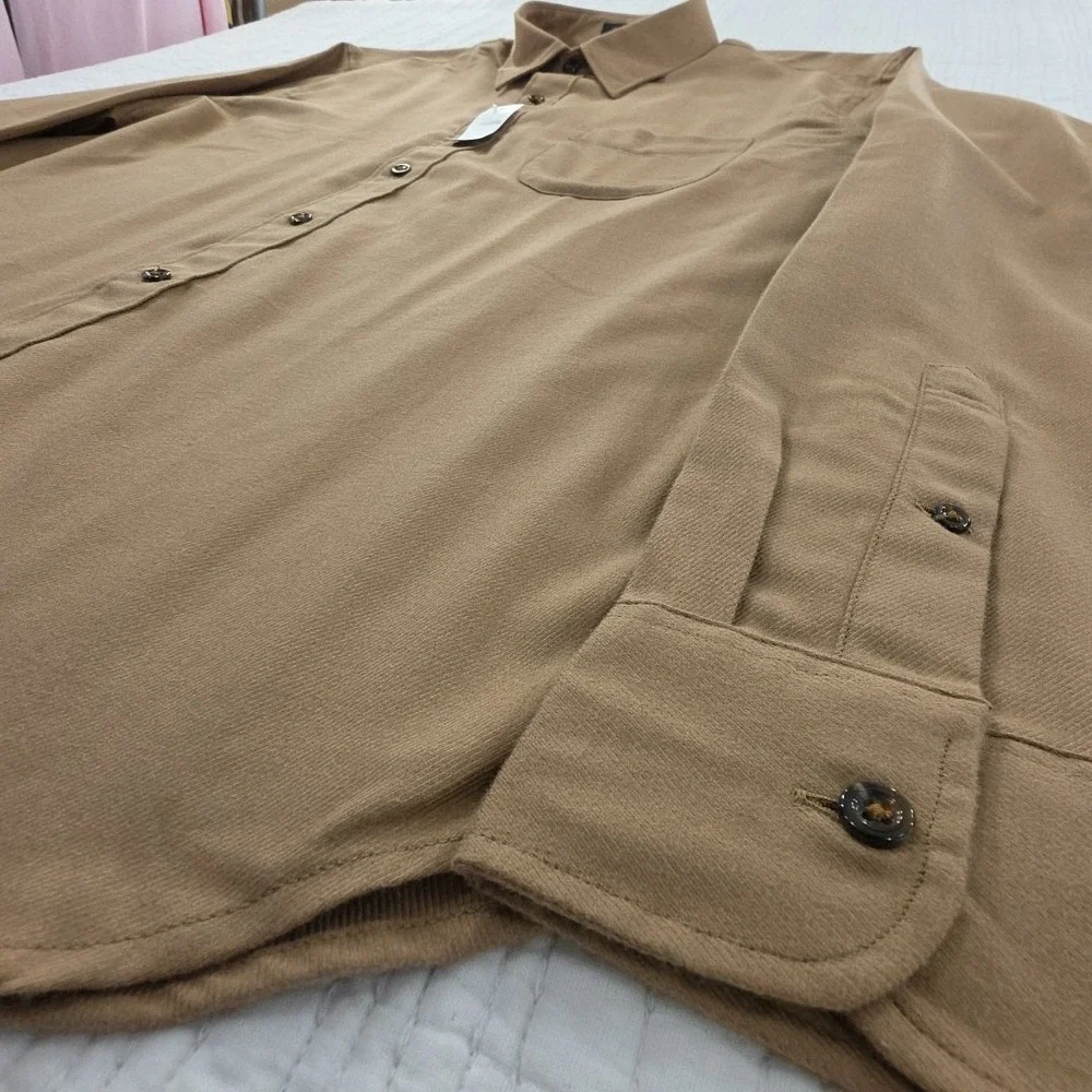 J.Crew Cotton-Cashmere Blend Shirt Mens XL Camel NWT CC100 NEW Preppy Old Money